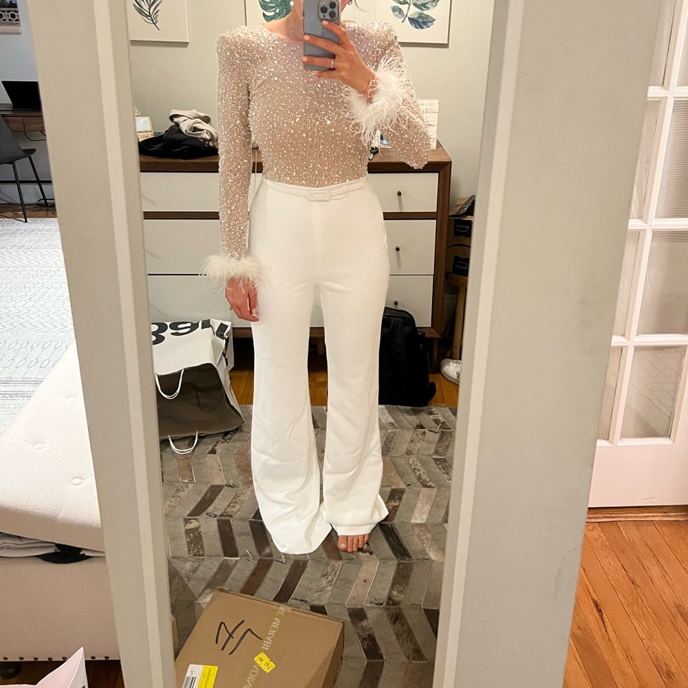 Nadine Merabi- Amelia White Jumpsuit - S/M